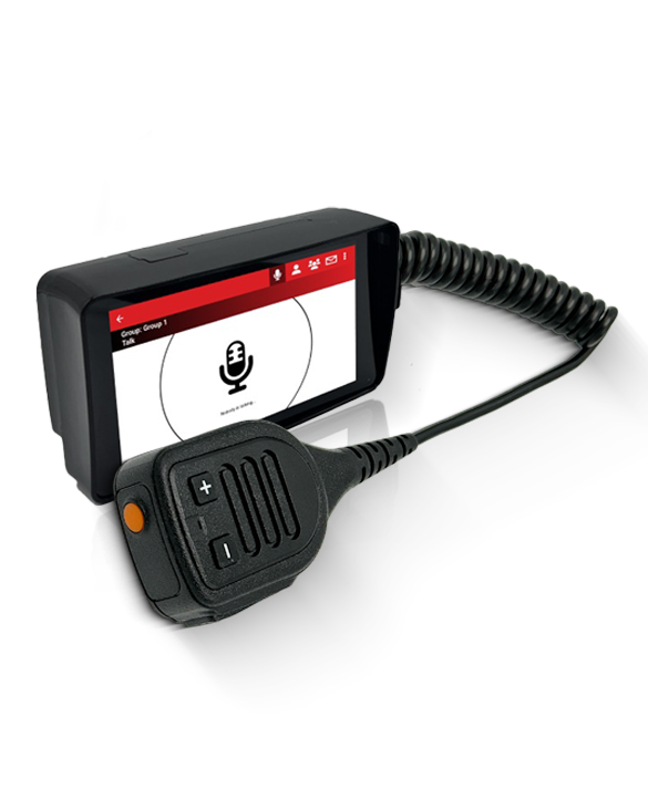 MCPTT-3: Komunikasi aman dan jernih untuk lingkungan ekstrem, dengan pelacakan GPS dan dukungan multi jaringan. Perangkat komunikasi MCPTT-3 Tramigo dengan layar sentuh dan mikrofon eksternal, mendukung geofencing dan eSIM untuk kondisi ekstrem.